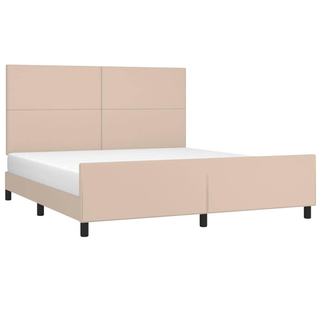 sengeramme med sengegavl 180x200 cm kunstlæder cappuccinofarvet