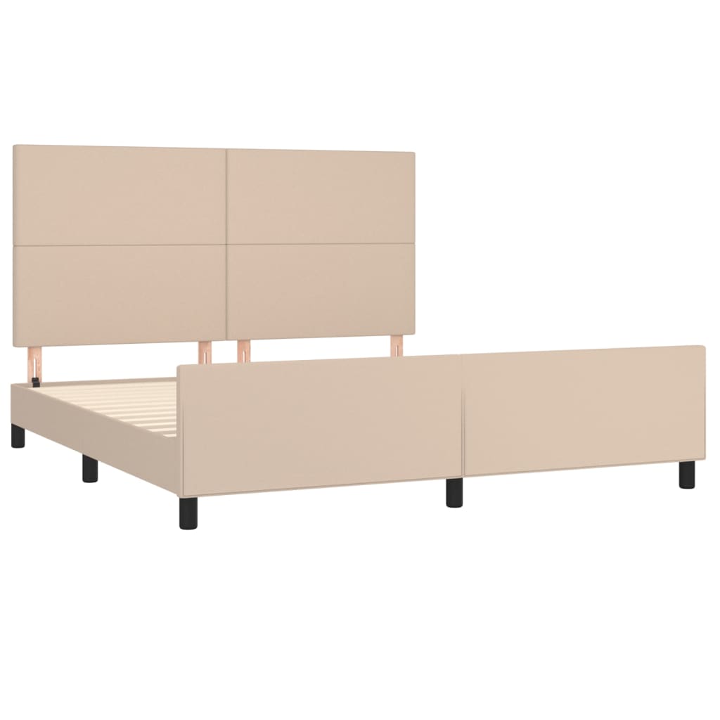 sengeramme med sengegavl 180x200 cm kunstlæder cappuccinofarvet