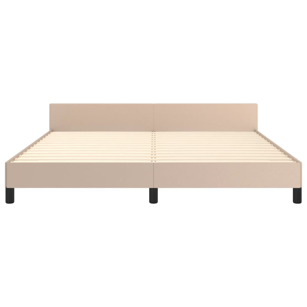 sengeramme med sengegavl 180x200 cm kunstlæder cappuccinofarvet