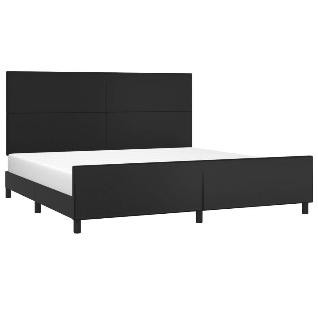 sengeramme med sengegavl 200x200 cm kunstlæder sort