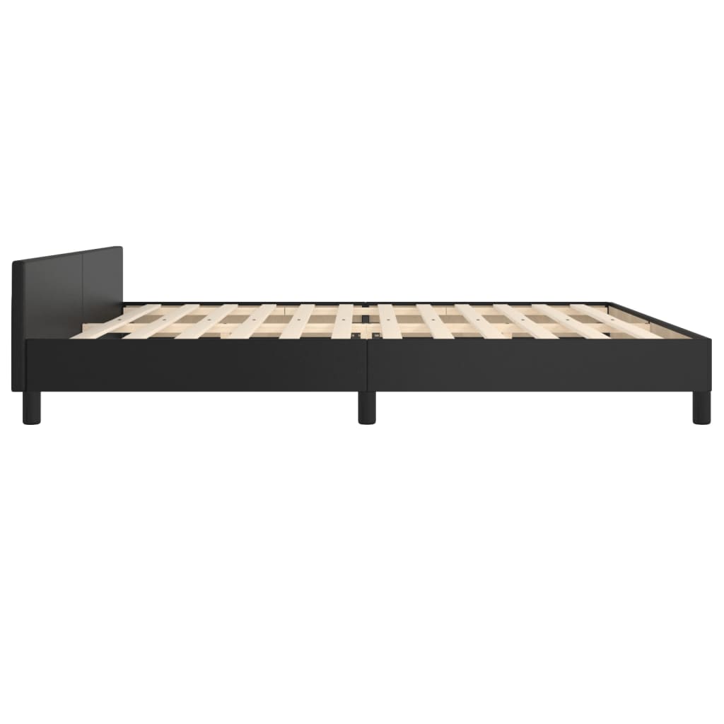 sengeramme med sengegavl 200x200 cm kunstlæder sort