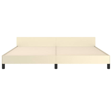sengeramme med sengegavl 200x200 cm kunstlæder cremefarvet