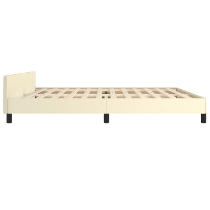 sengeramme med sengegavl 200x200 cm kunstlæder cremefarvet