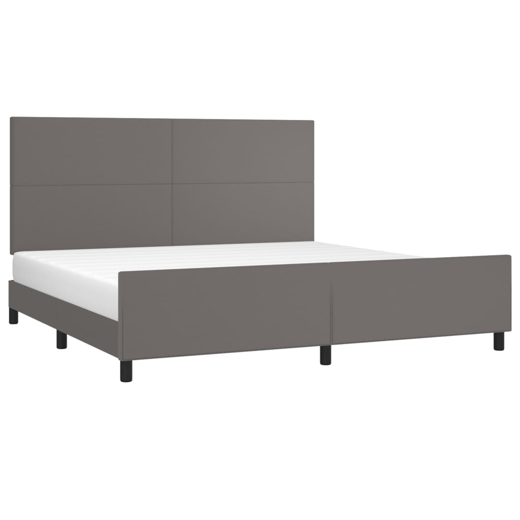 sengeramme med sengegavl 200x200 cm kunstlæder grå