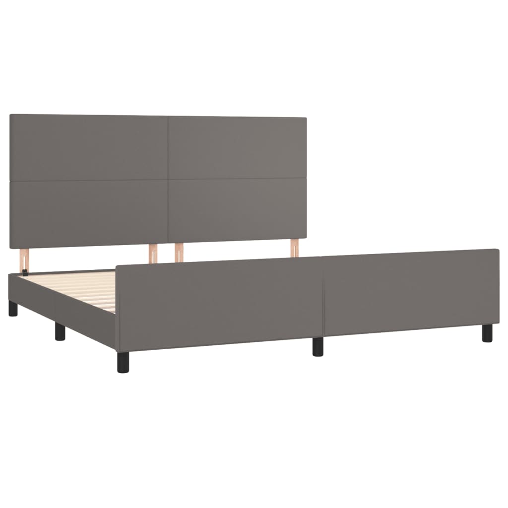 sengeramme med sengegavl 200x200 cm kunstlæder grå