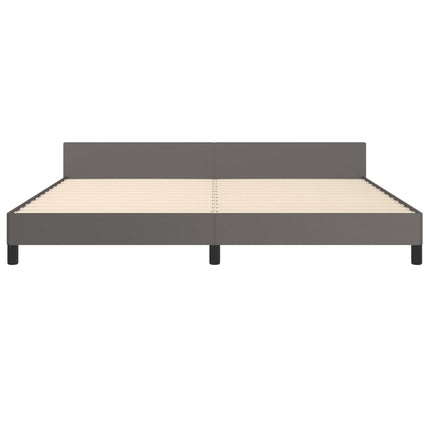 sengeramme med sengegavl 200x200 cm kunstlæder grå