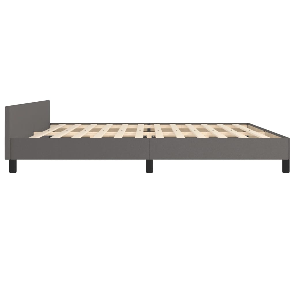 sengeramme med sengegavl 200x200 cm kunstlæder grå