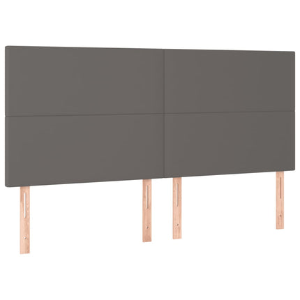 sengeramme med sengegavl 200x200 cm kunstlæder grå