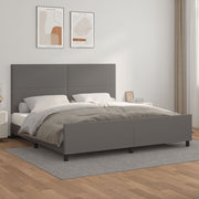 sengeramme med sengegavl 200x200 cm kunstlæder grå