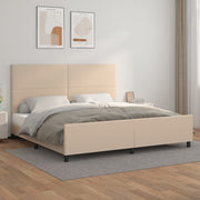 sengeramme med sengegavl 200x200 cm kunstlæder cappuccinofarvet