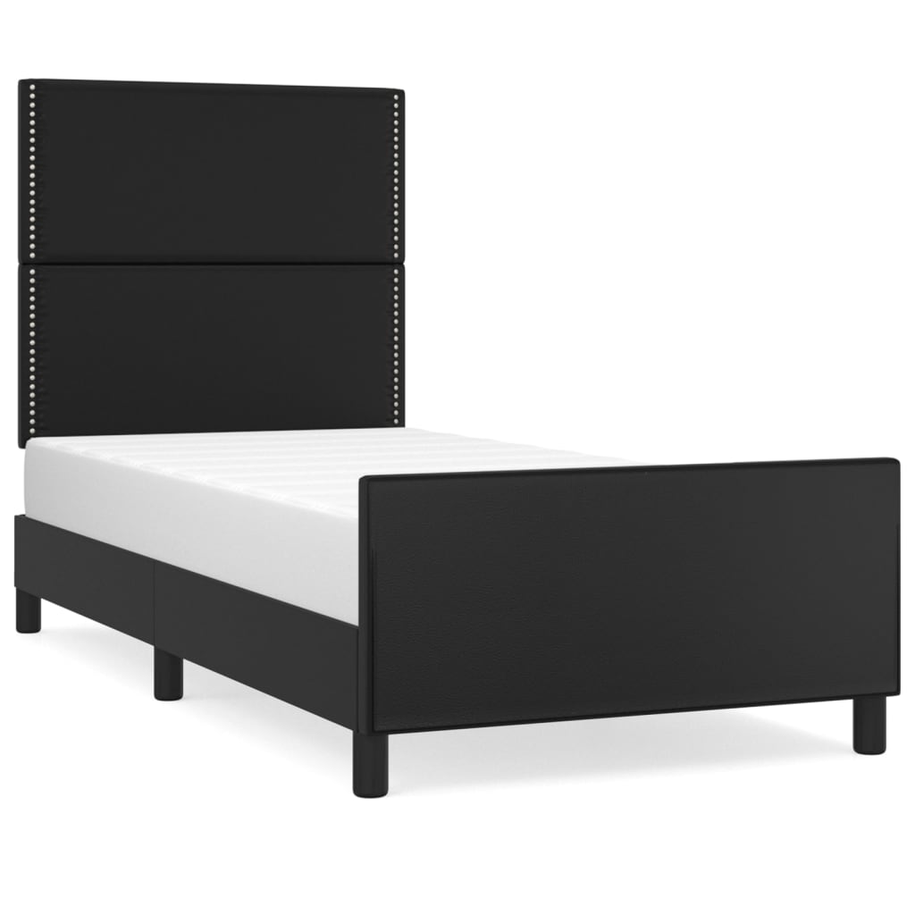 sengeramme med sengegavl 90x190 cm kunstlæder sort