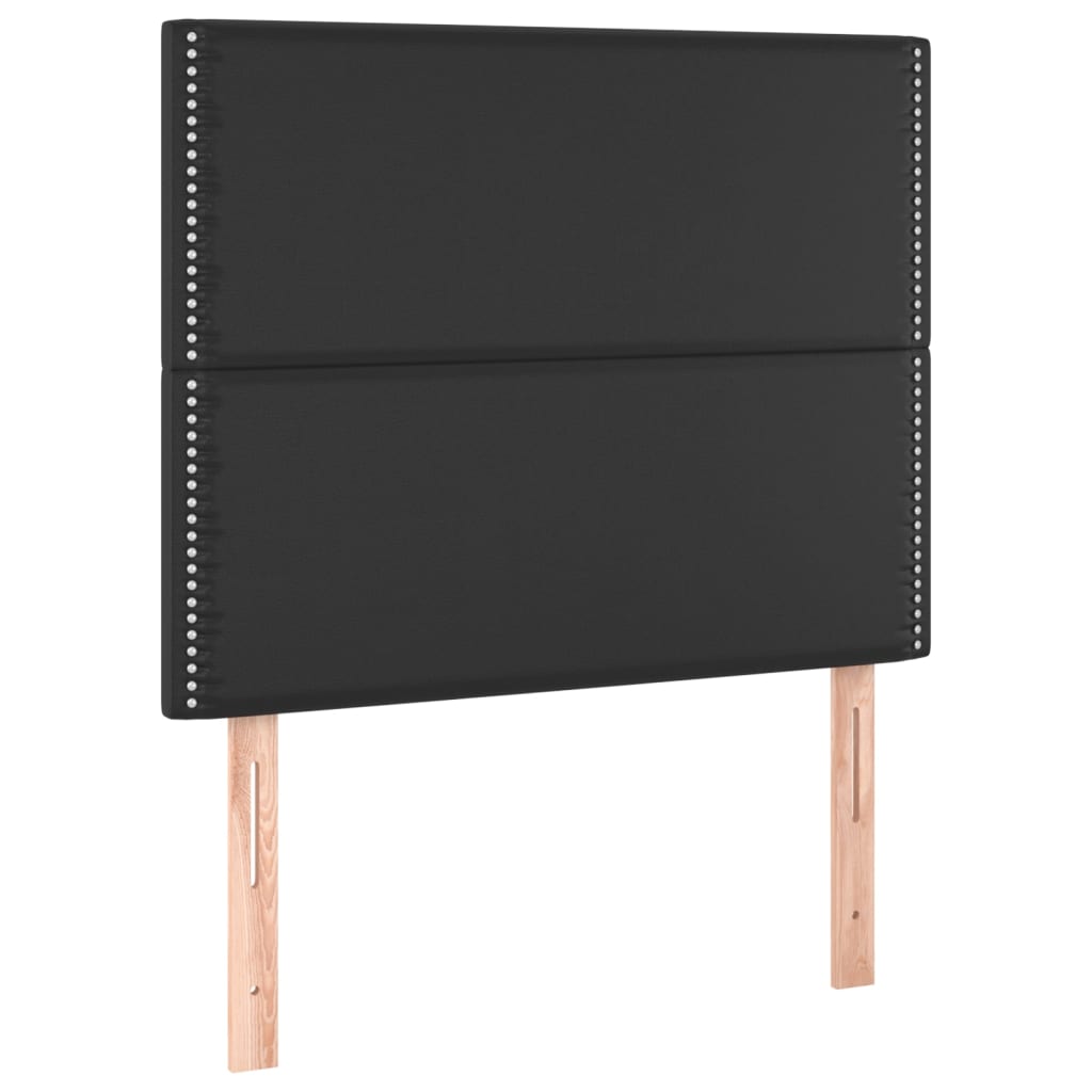 sengeramme med sengegavl 90x190 cm kunstlæder sort