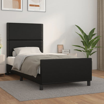 sengeramme med sengegavl 90x190 cm kunstlæder sort