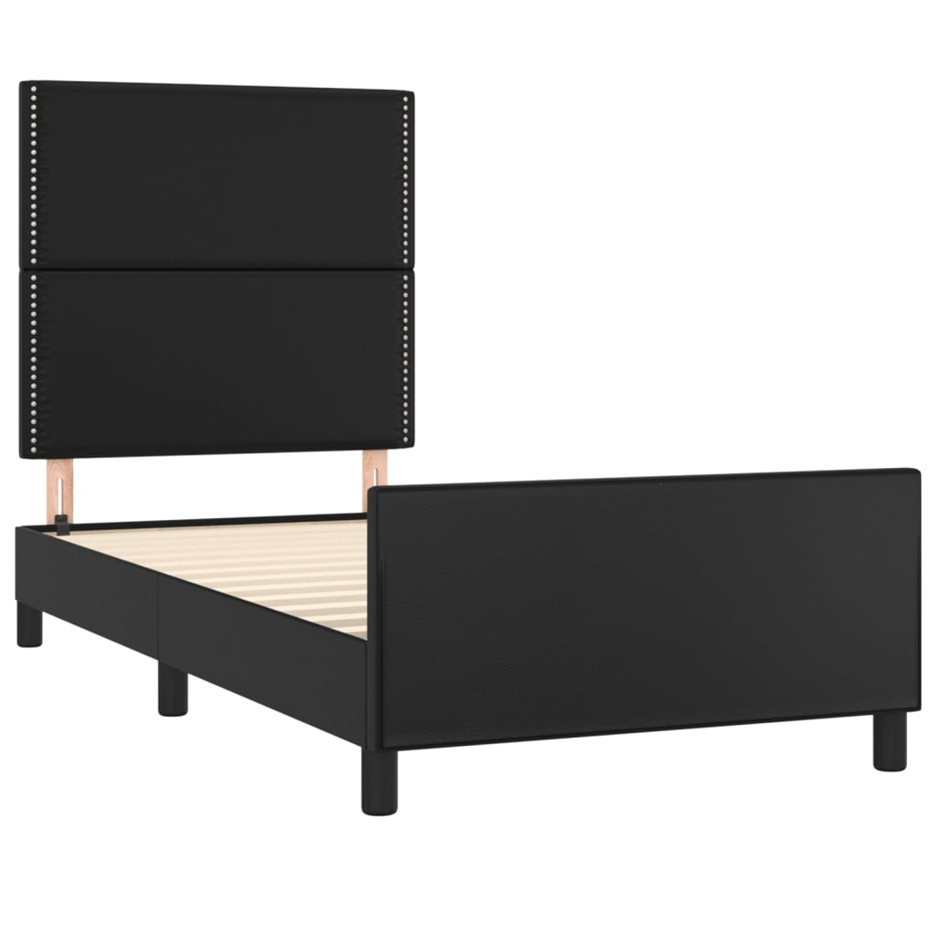 sengeramme med sengegavl 90x200 cm kunstlæder sort