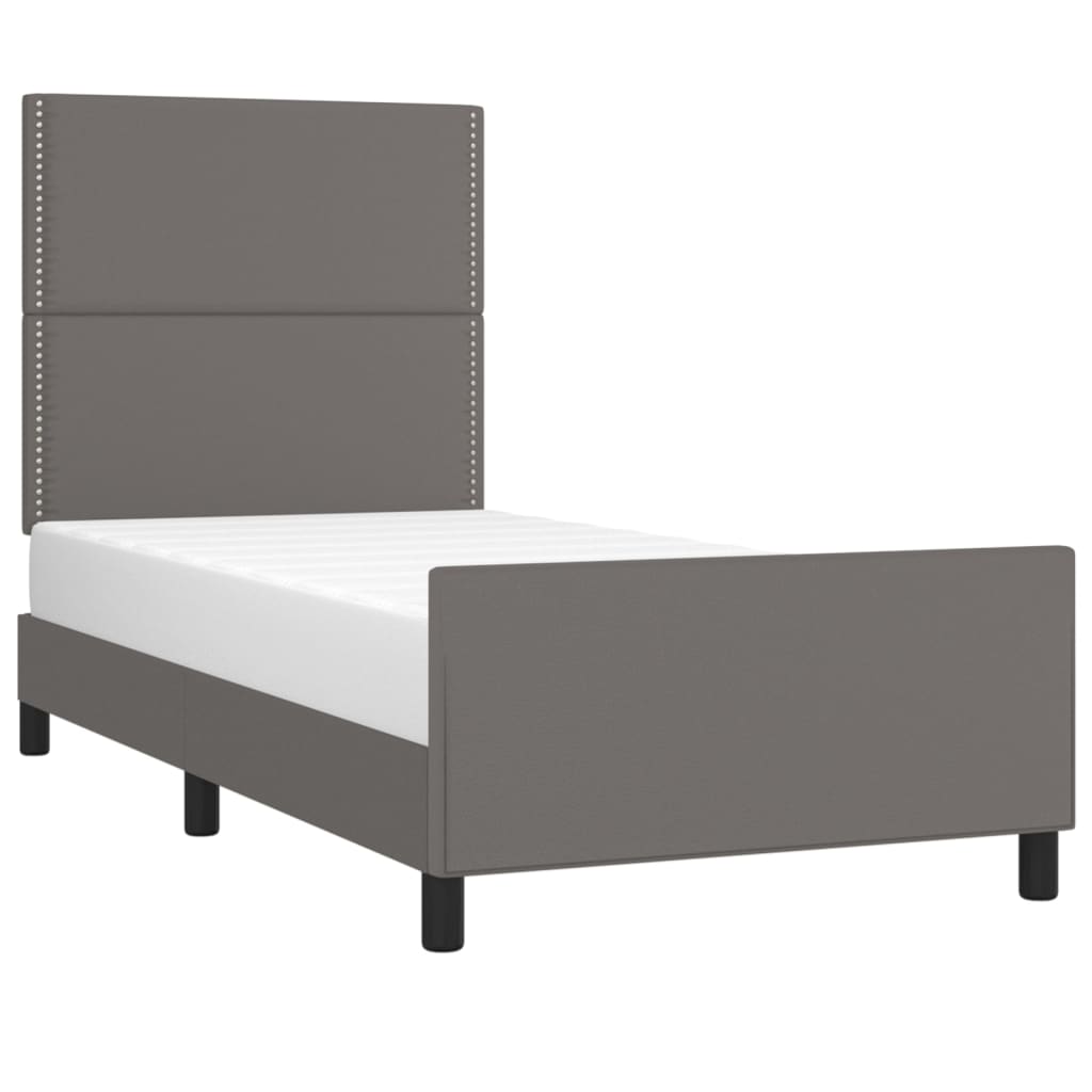 sengeramme med sengegavl 90x200 cm kunstlæder grå