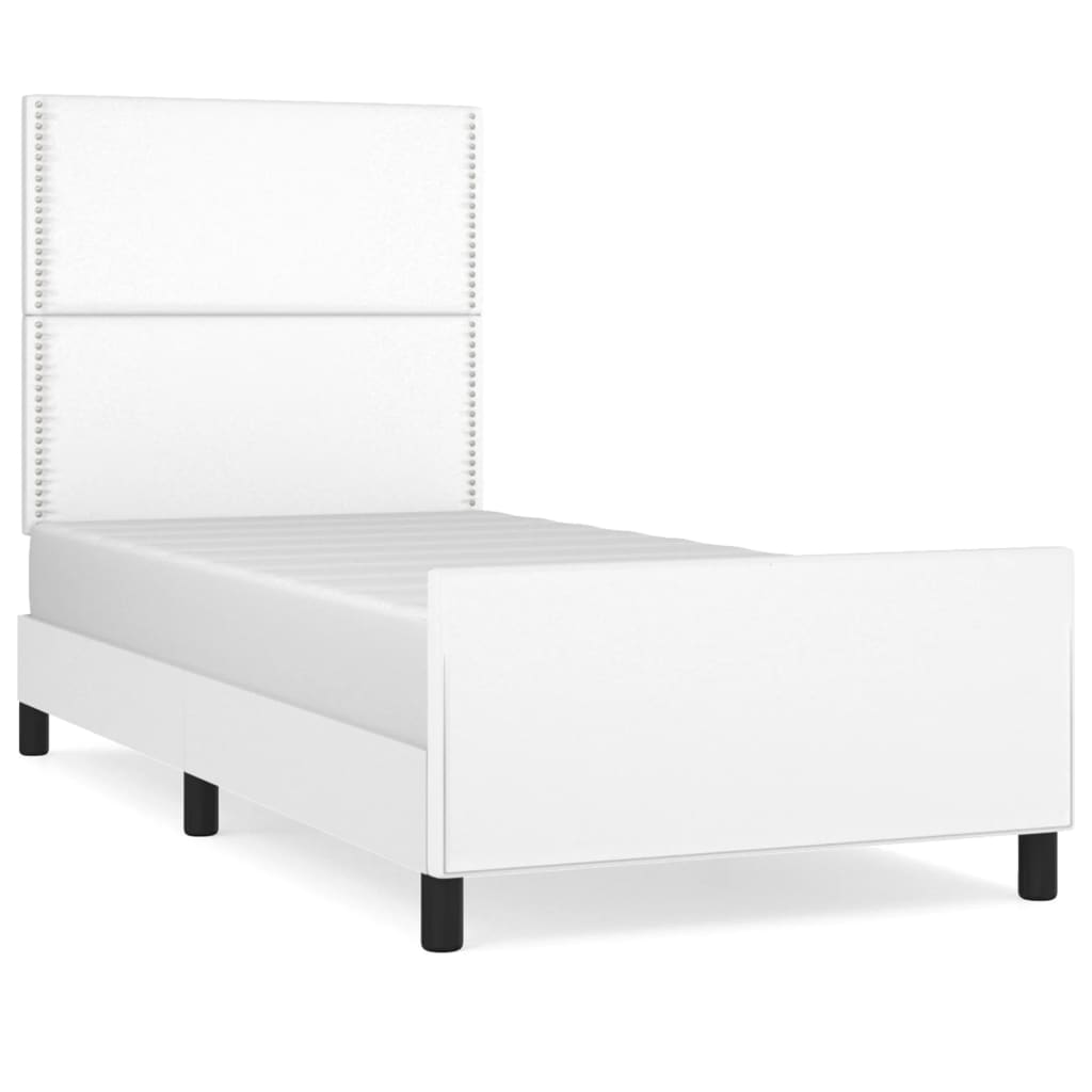 sengeramme med sengegavl 100x200 cm kunstlæder hvid