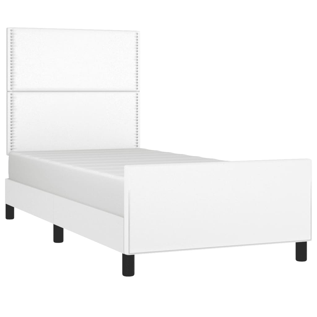 sengeramme med sengegavl 100x200 cm kunstlæder hvid