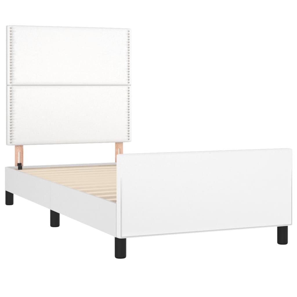 sengeramme med sengegavl 100x200 cm kunstlæder hvid