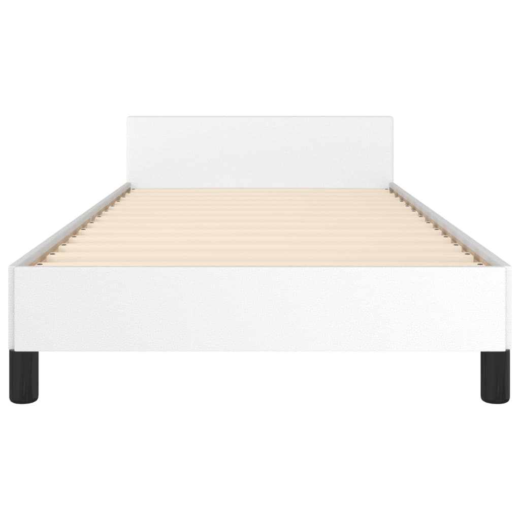 sengeramme med sengegavl 100x200 cm kunstlæder hvid