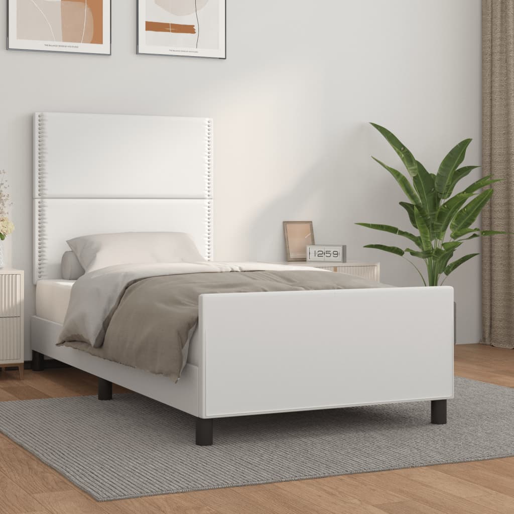 sengeramme med sengegavl 100x200 cm kunstlæder hvid