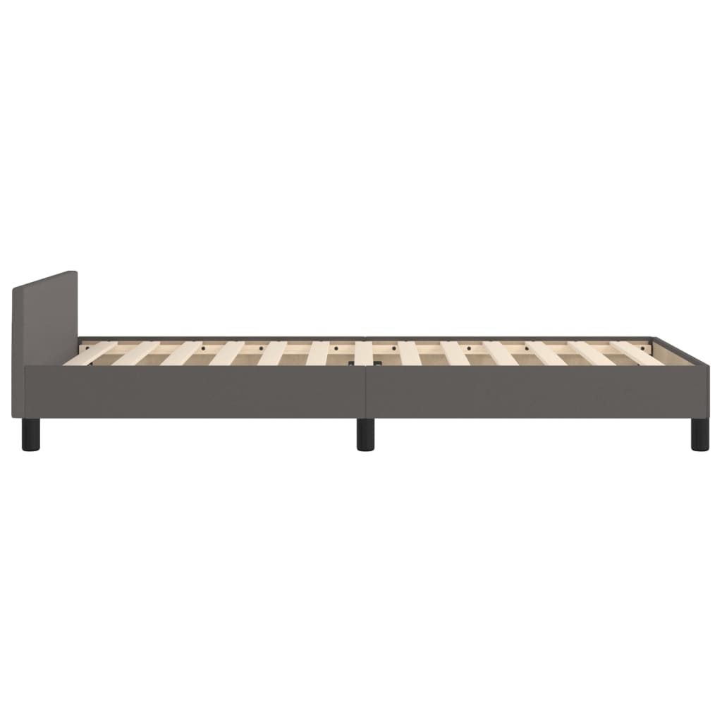 sengeramme med sengegavl 100x200 cm kunstlæder grå