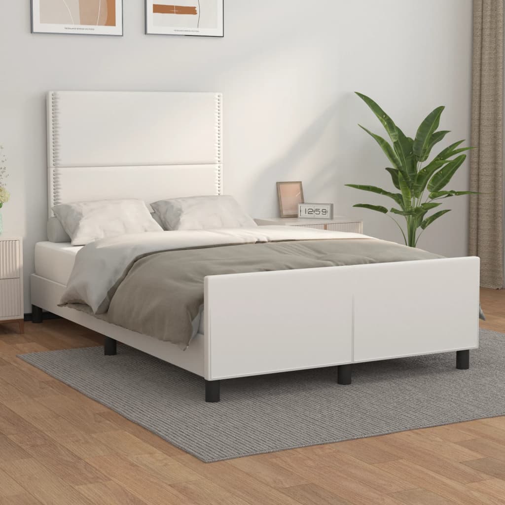 sengeramme med sengegavl 120x200 cm kunstlæder hvid