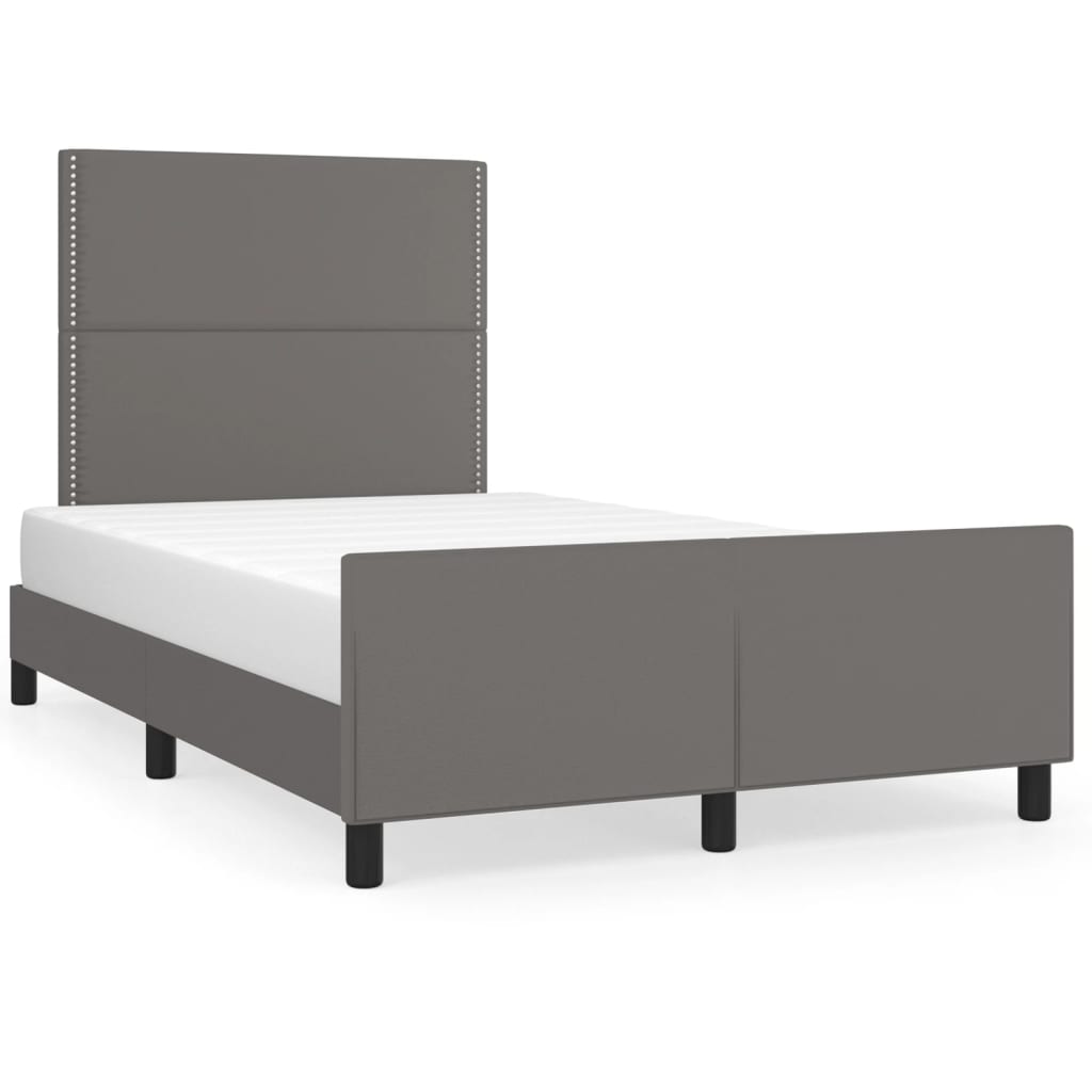 sengeramme med sengegavl 120x200 cm kunstlæder grå