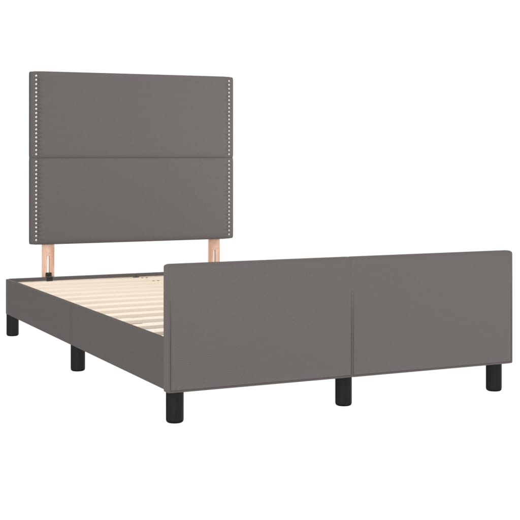 sengeramme med sengegavl 120x200 cm kunstlæder grå