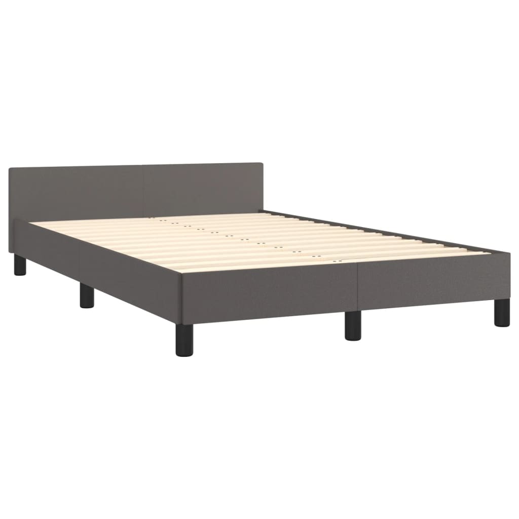sengeramme med sengegavl 120x200 cm kunstlæder grå