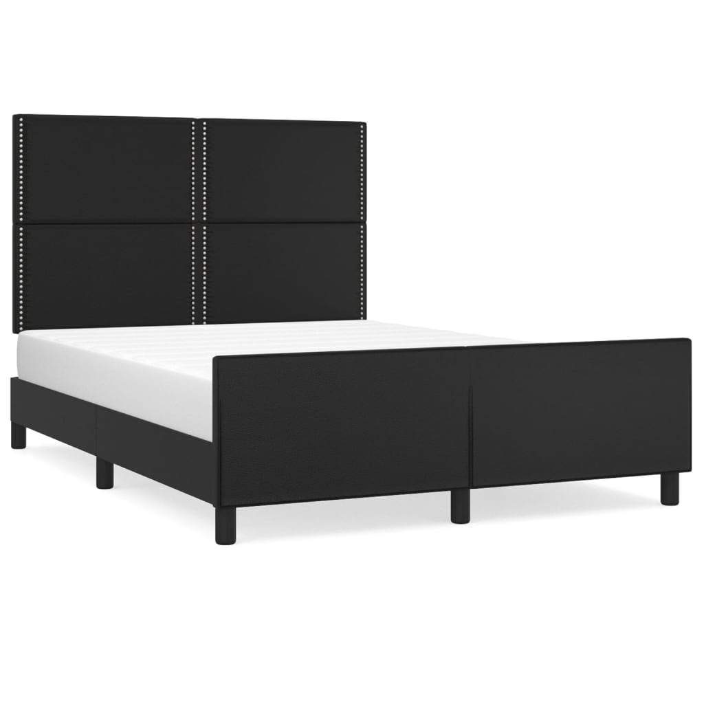 sengeramme med sengegavl 140x190 cm kunstlæder sort
