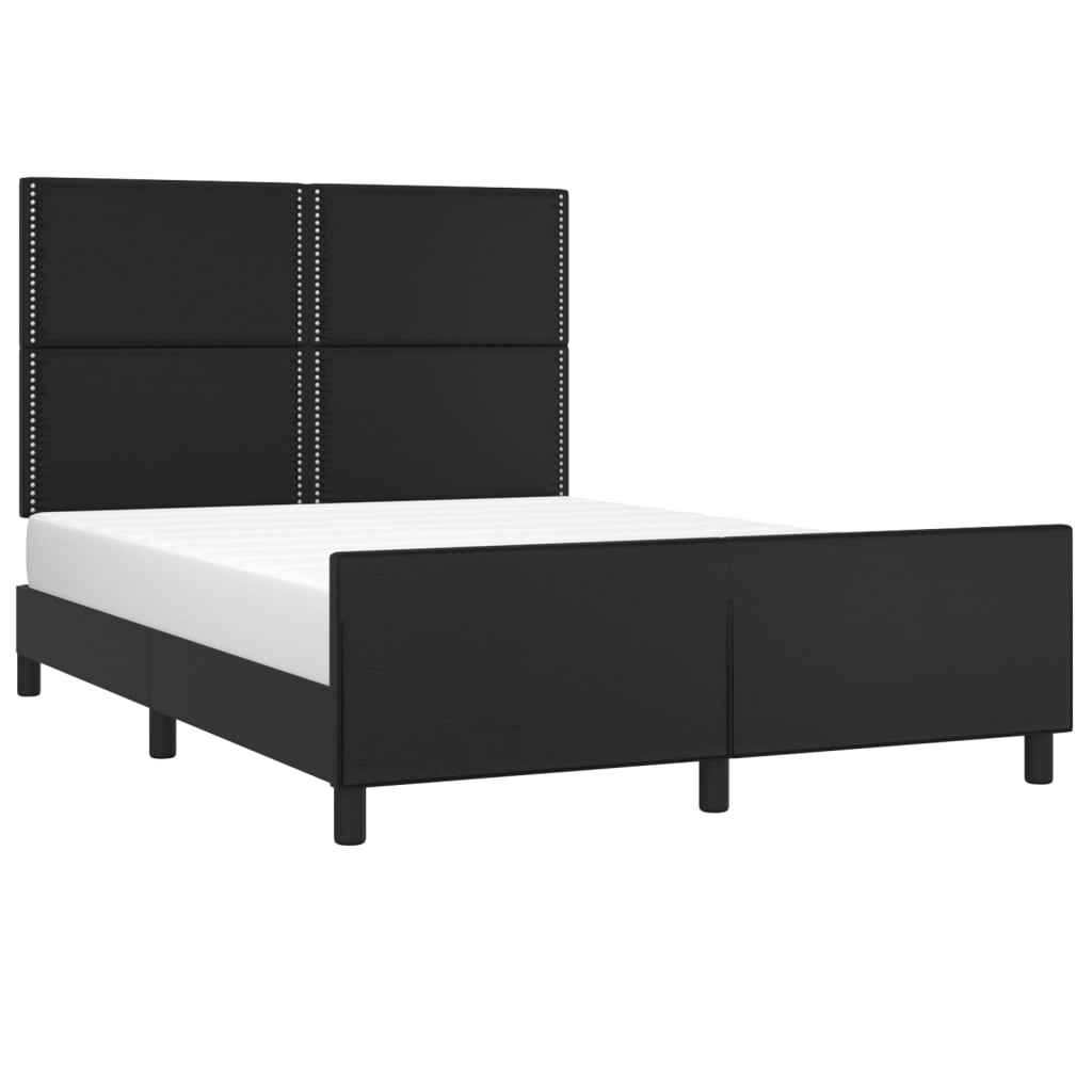 sengeramme med sengegavl 140x190 cm kunstlæder sort