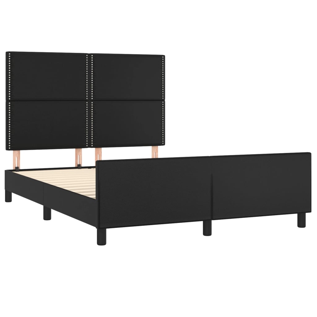 sengeramme med sengegavl 140x190 cm kunstlæder sort