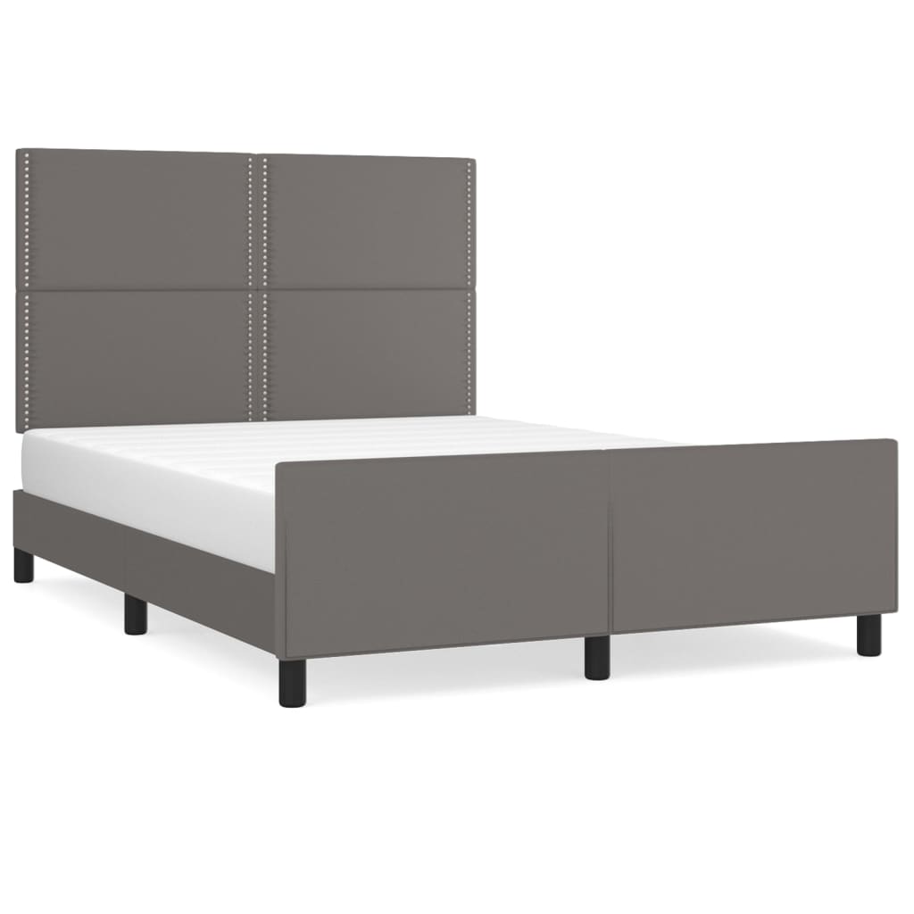 sengeramme med sengegavl 140x190 cm kunstlæder grå