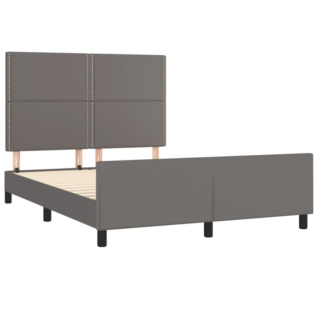 sengeramme med sengegavl 140x190 cm kunstlæder grå