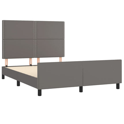 sengeramme med sengegavl 140x190 cm kunstlæder grå