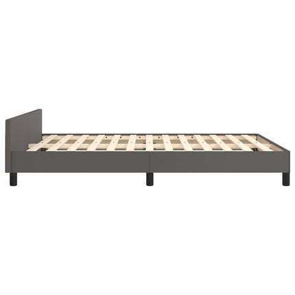 sengeramme med sengegavl 140x190 cm kunstlæder grå