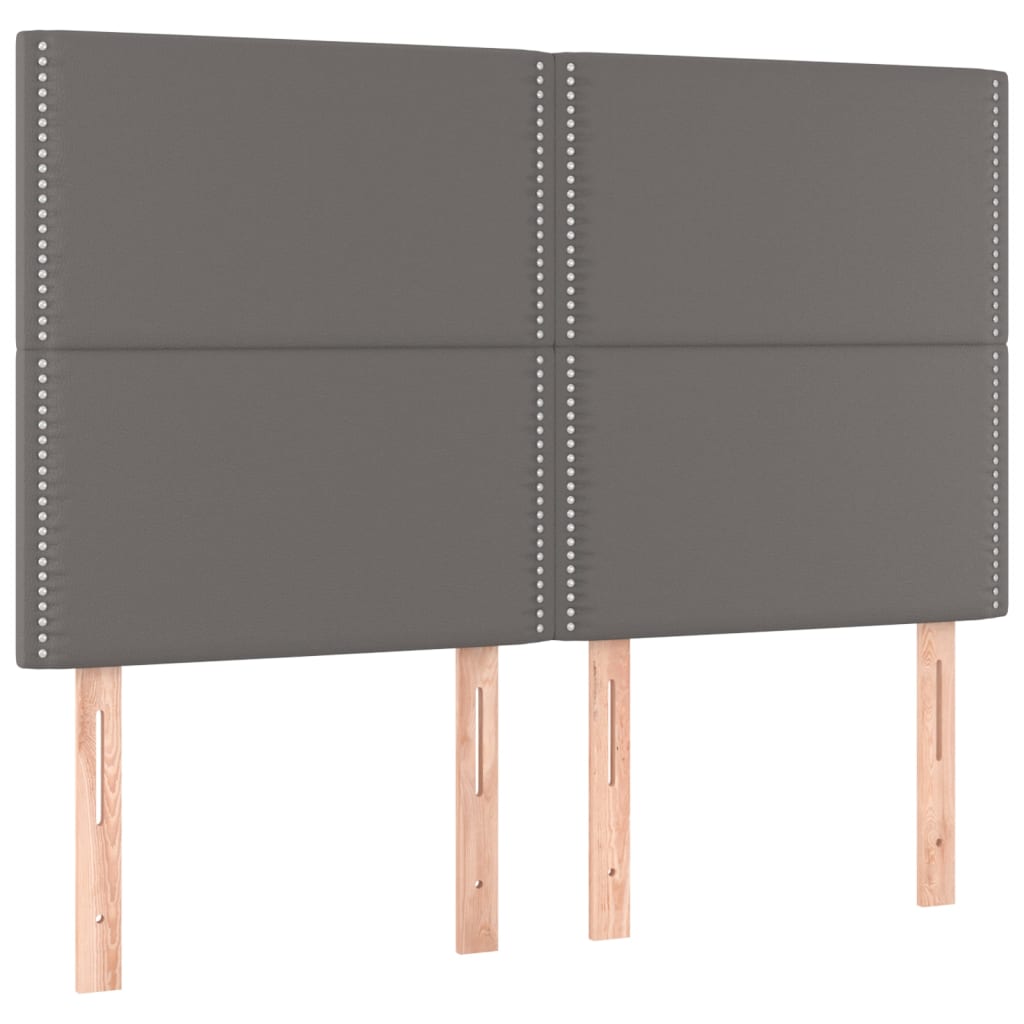 sengeramme med sengegavl 140x190 cm kunstlæder grå