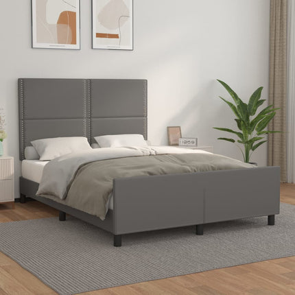 sengeramme med sengegavl 140x190 cm kunstlæder grå