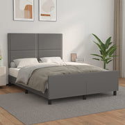 sengeramme med sengegavl 140x200 cm kunstlæder grå