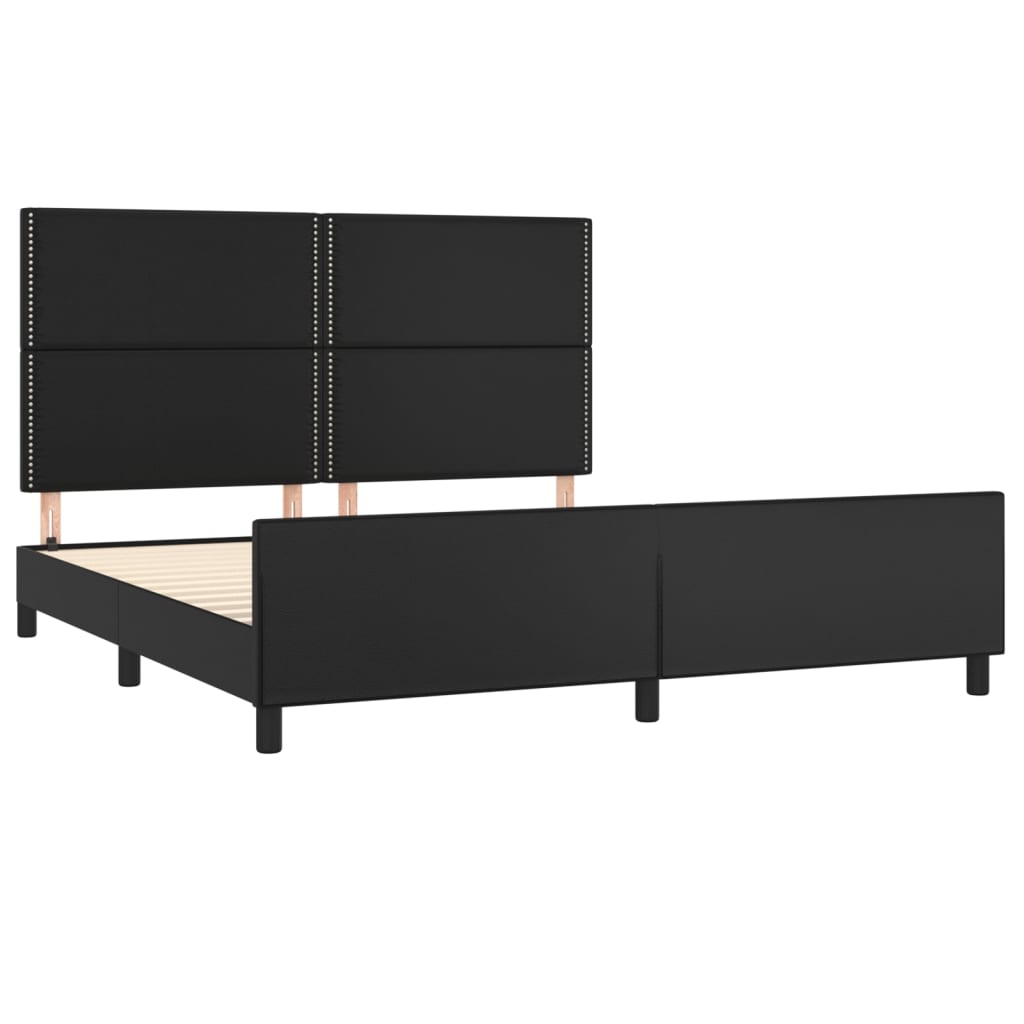 sengeramme med sengegavl 180x200 cm kunstlæder sort