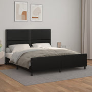 sengeramme med sengegavl 180x200 cm kunstlæder sort