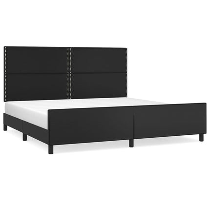 sengeramme med sengegavl 200x200 cm kunstlæder sort