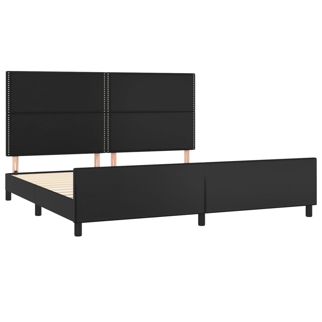 sengeramme med sengegavl 200x200 cm kunstlæder sort
