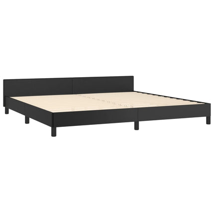sengeramme med sengegavl 200x200 cm kunstlæder sort