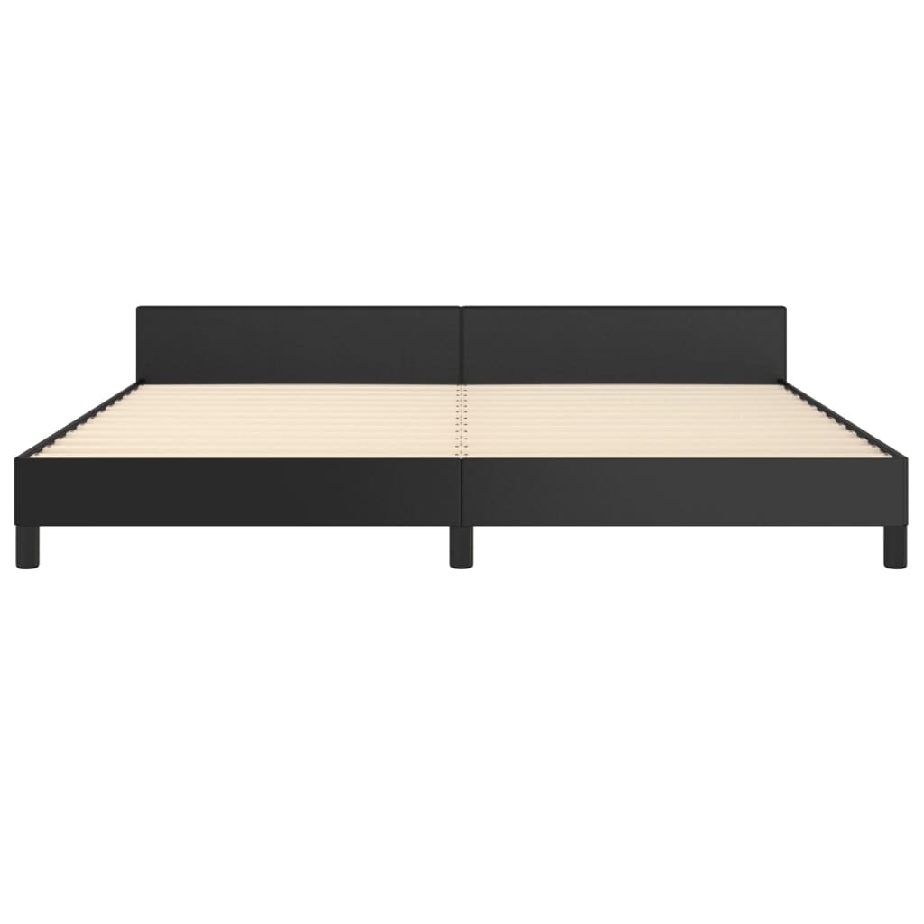 sengeramme med sengegavl 200x200 cm kunstlæder sort