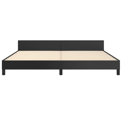 sengeramme med sengegavl 200x200 cm kunstlæder sort