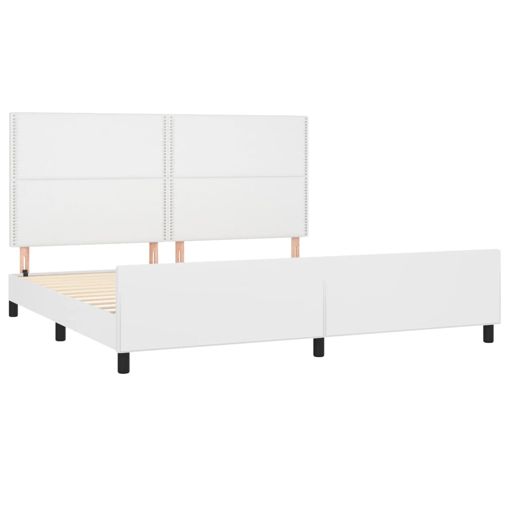 sengeramme med sengegavl 200x200 cm kunstlæder hvid