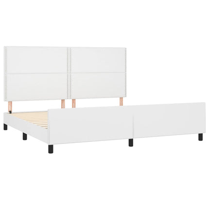 sengeramme med sengegavl 200x200 cm kunstlæder hvid