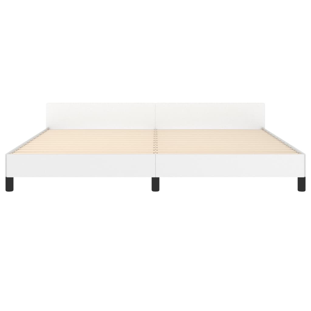 sengeramme med sengegavl 200x200 cm kunstlæder hvid