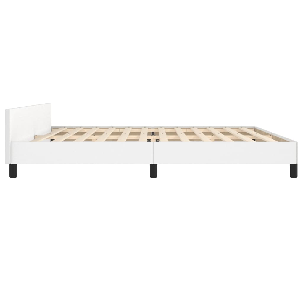 sengeramme med sengegavl 200x200 cm kunstlæder hvid